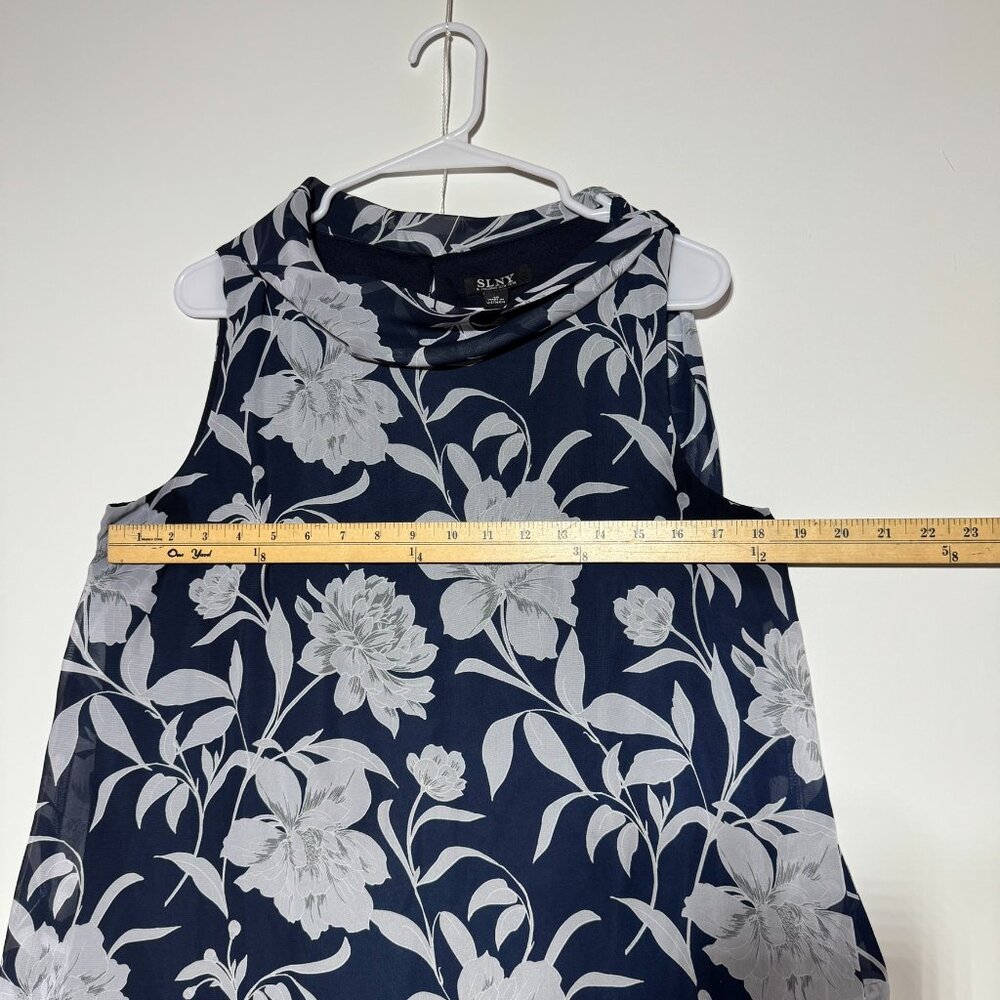 S.L. Fashions Women's Sleeveless Print Asymmetric Chiffon Overlay Dress Size 10 - Picture 3 of 6